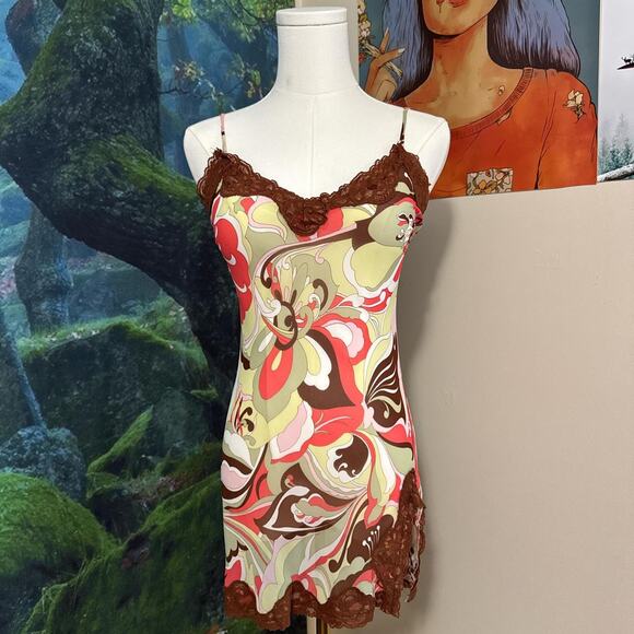 vintage y2k psychedelic lingerie slip by twenty one size small - Picture 2 of 7